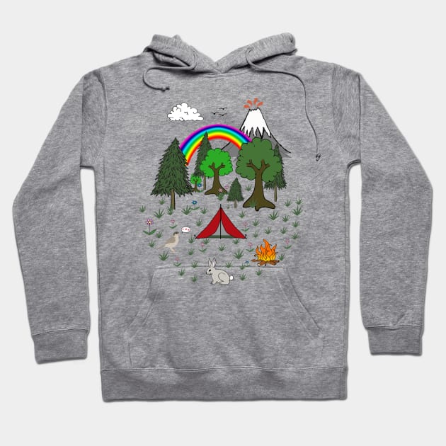 Cartoon Camping Scene Hoodie by wanungara